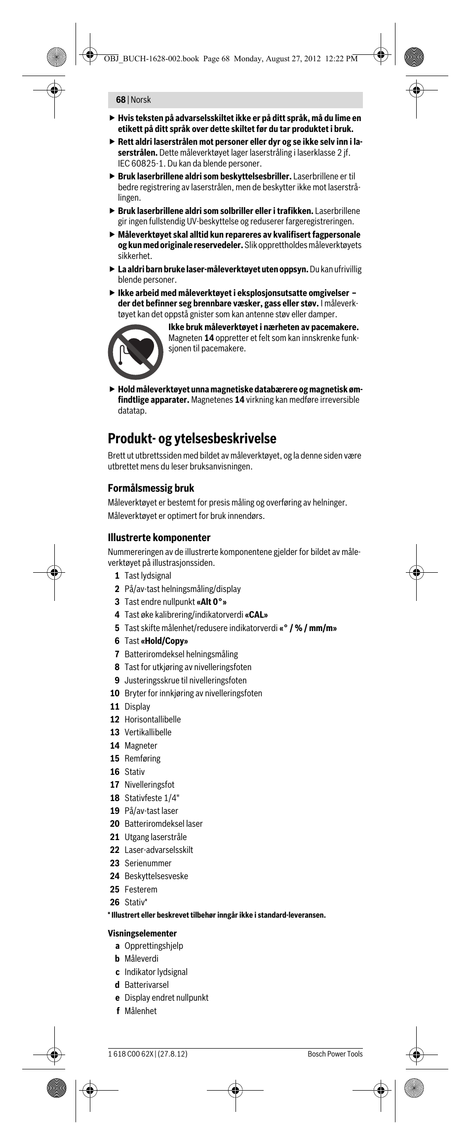 Produkt- og ytelsesbeskrivelse | Bosch GIM 60 L Professional User Manual | Page 68 / 222