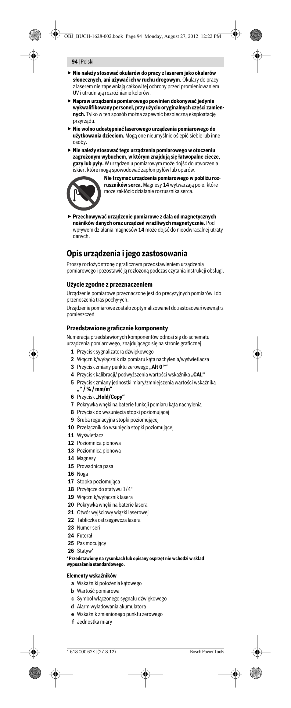 Opis urządzenia i jego zastosowania | Bosch GIM 60 L Professional User Manual | Page 94 / 222