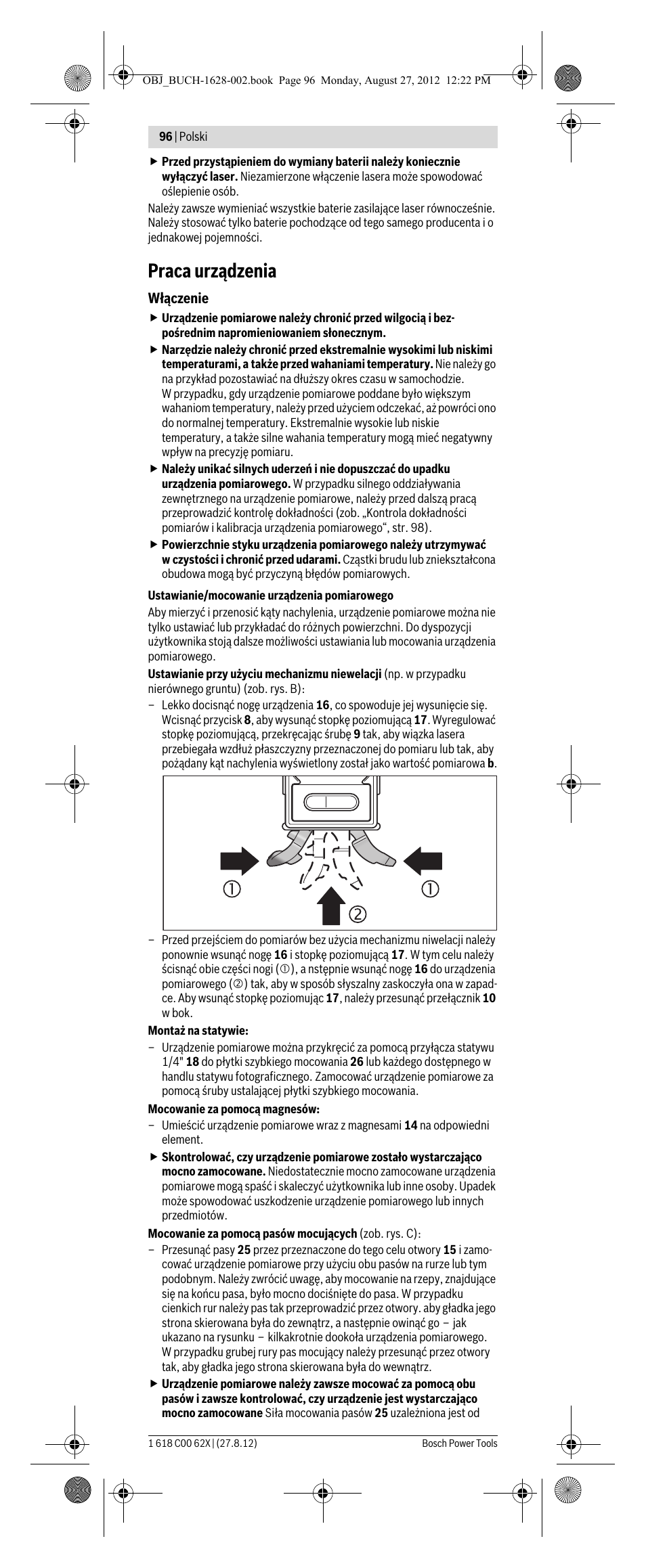 Praca urządzenia | Bosch GIM 60 L Professional User Manual | Page 96 / 222