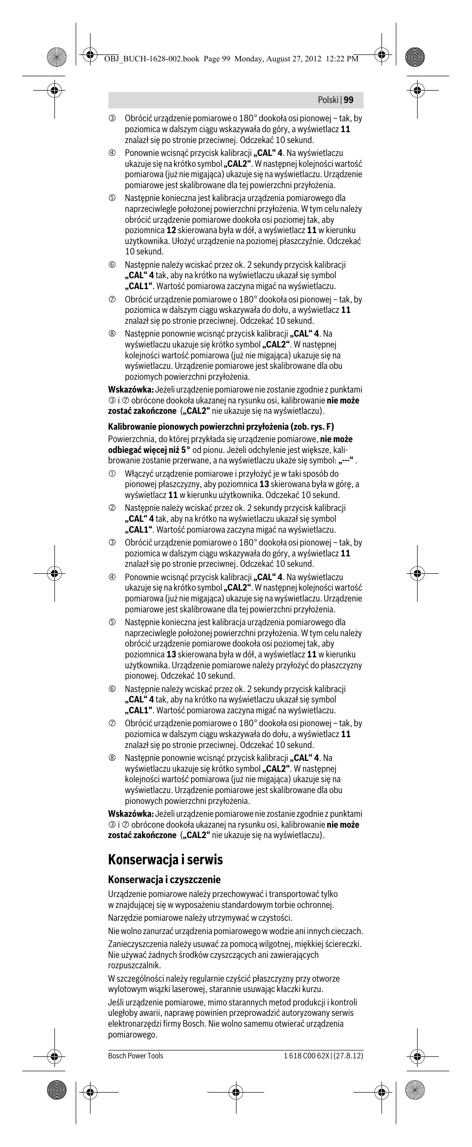 Konserwacja i serwis | Bosch GIM 60 L Professional User Manual | Page 99 / 222