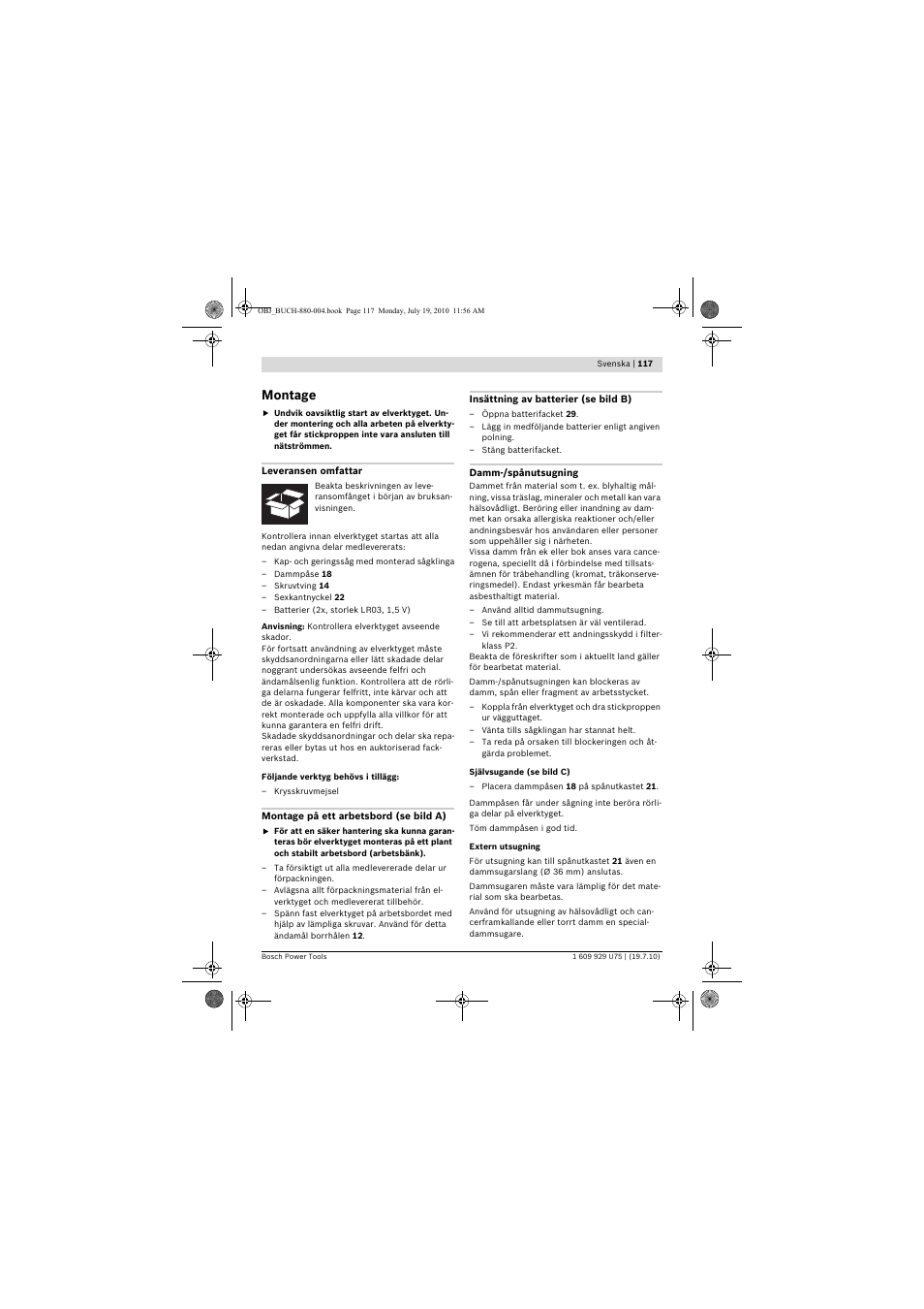 Montage | Bosch PCM 7 User Manual | Page 117 / 346