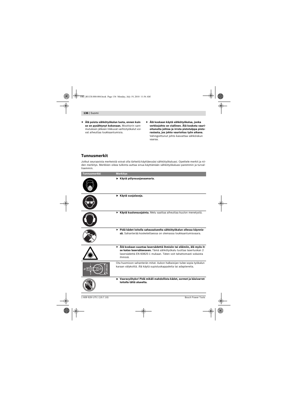 Tunnusmerkit | Bosch PCM 7 User Manual | Page 136 / 346