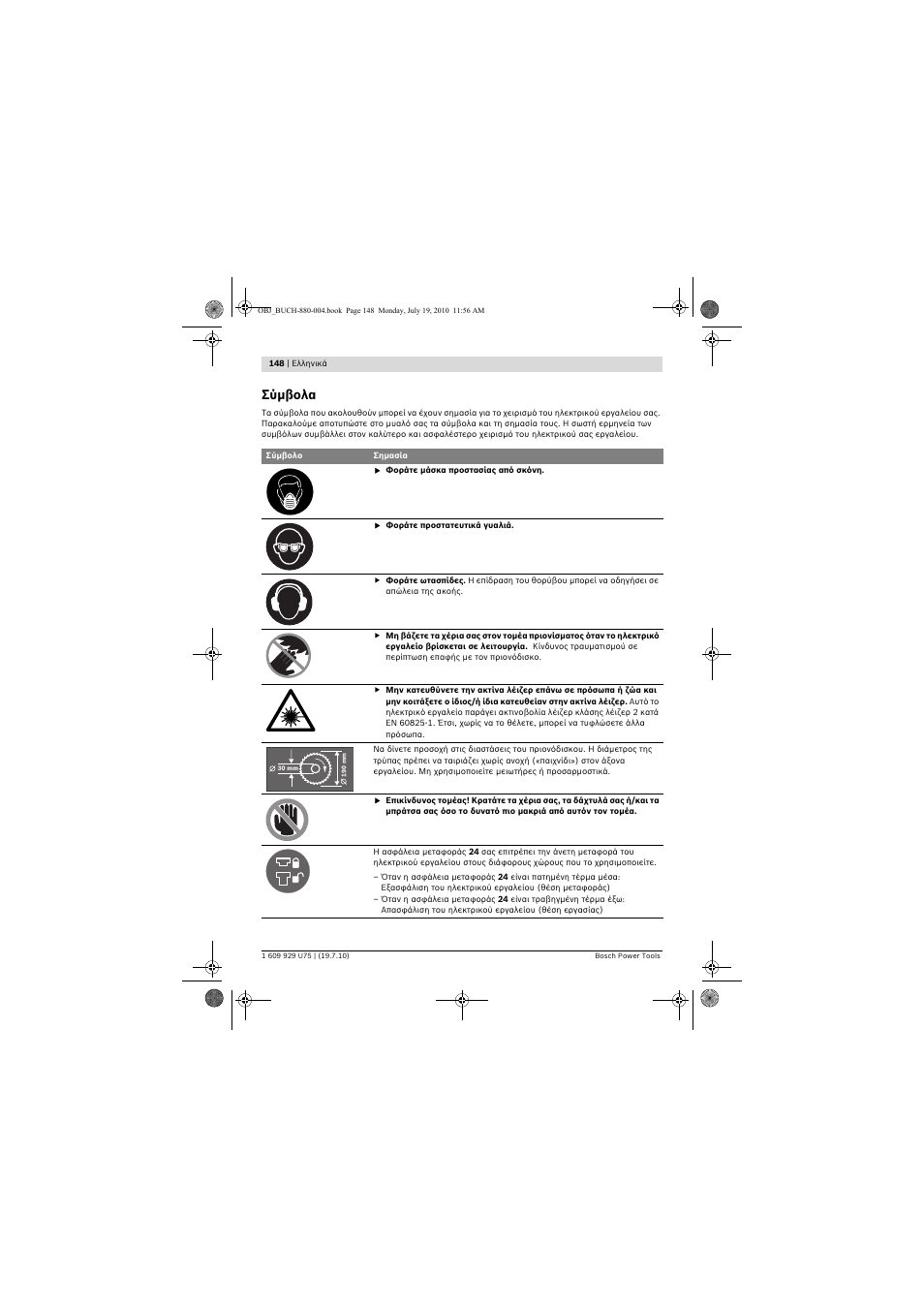 Σύμβολα | Bosch PCM 7 User Manual | Page 148 / 346