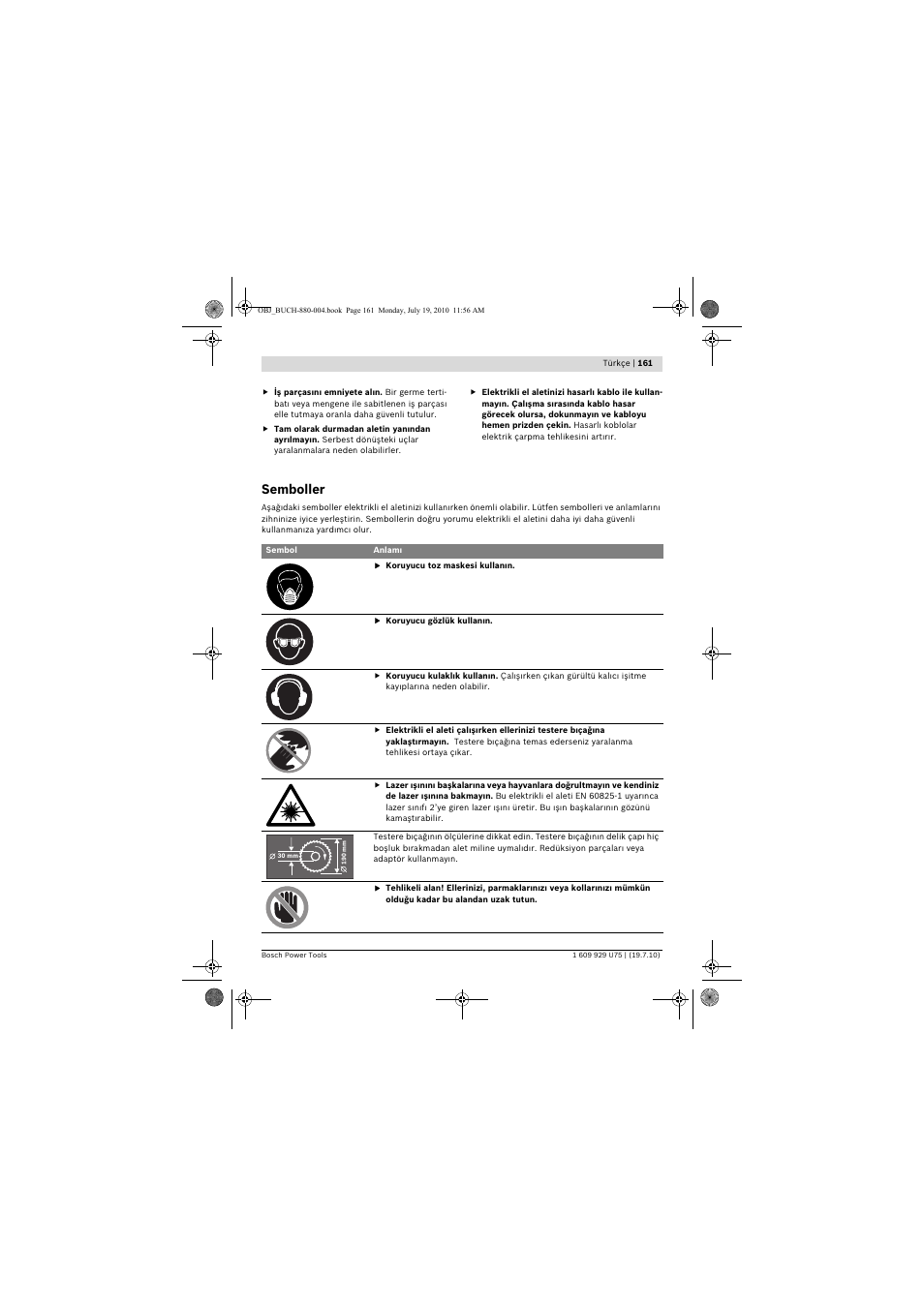 Semboller | Bosch PCM 7 User Manual | Page 161 / 346