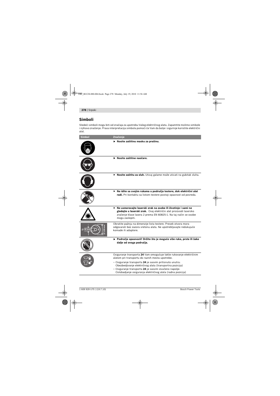 Simboli | Bosch PCM 7 User Manual | Page 278 / 346