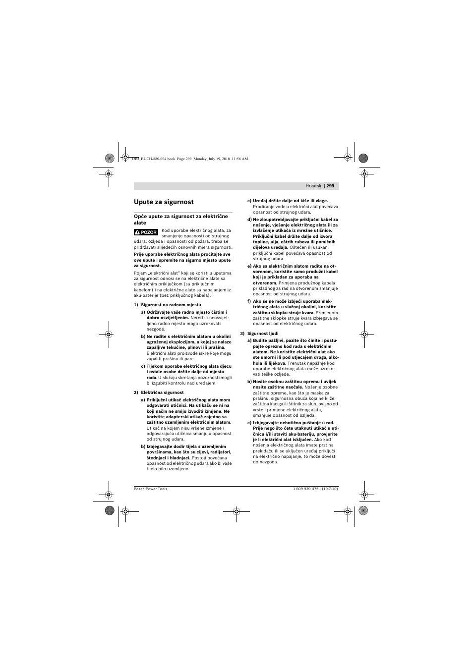 Upute za sigurnost | Bosch PCM 7 User Manual | Page 299 / 346