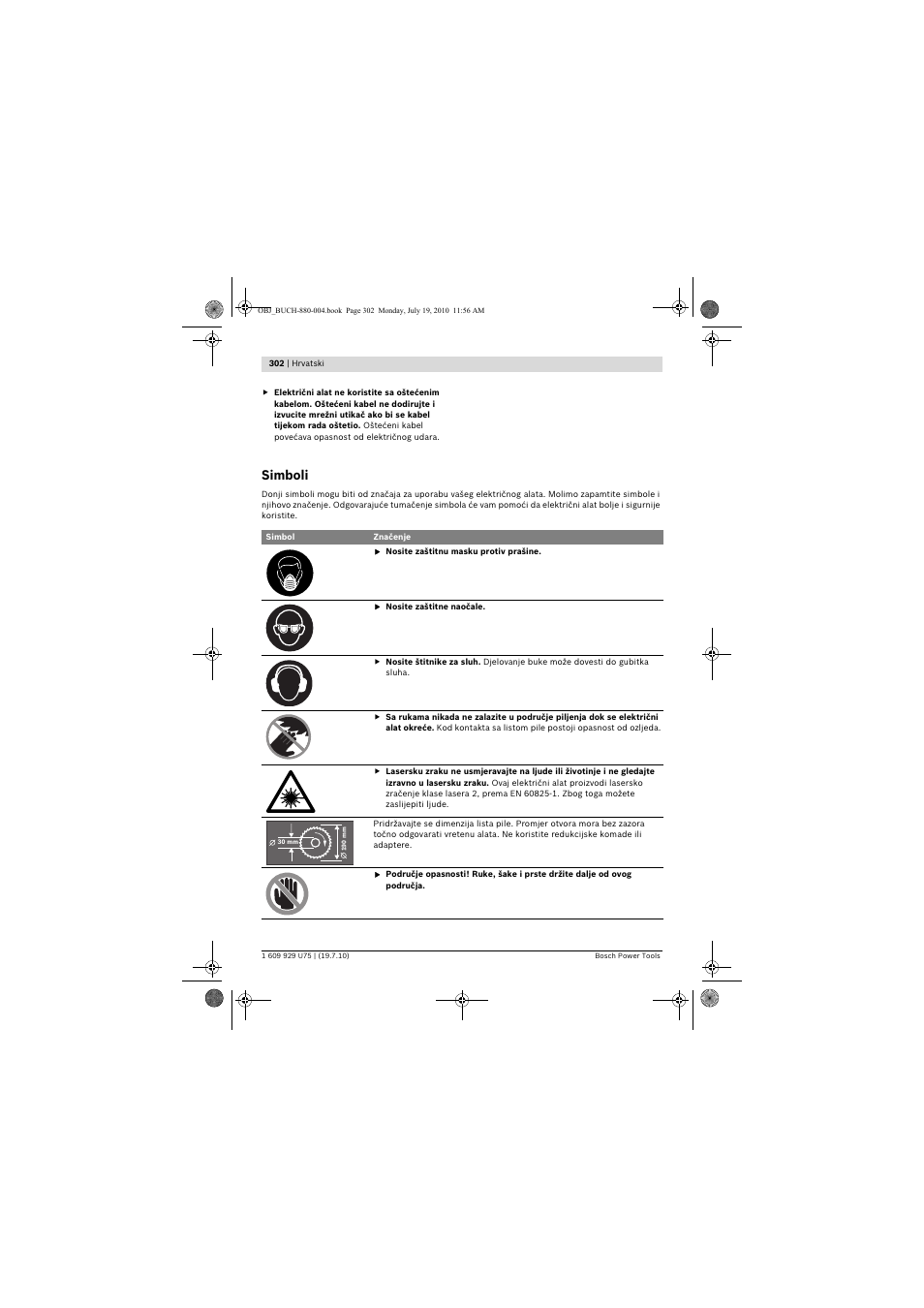 Simboli | Bosch PCM 7 User Manual | Page 302 / 346