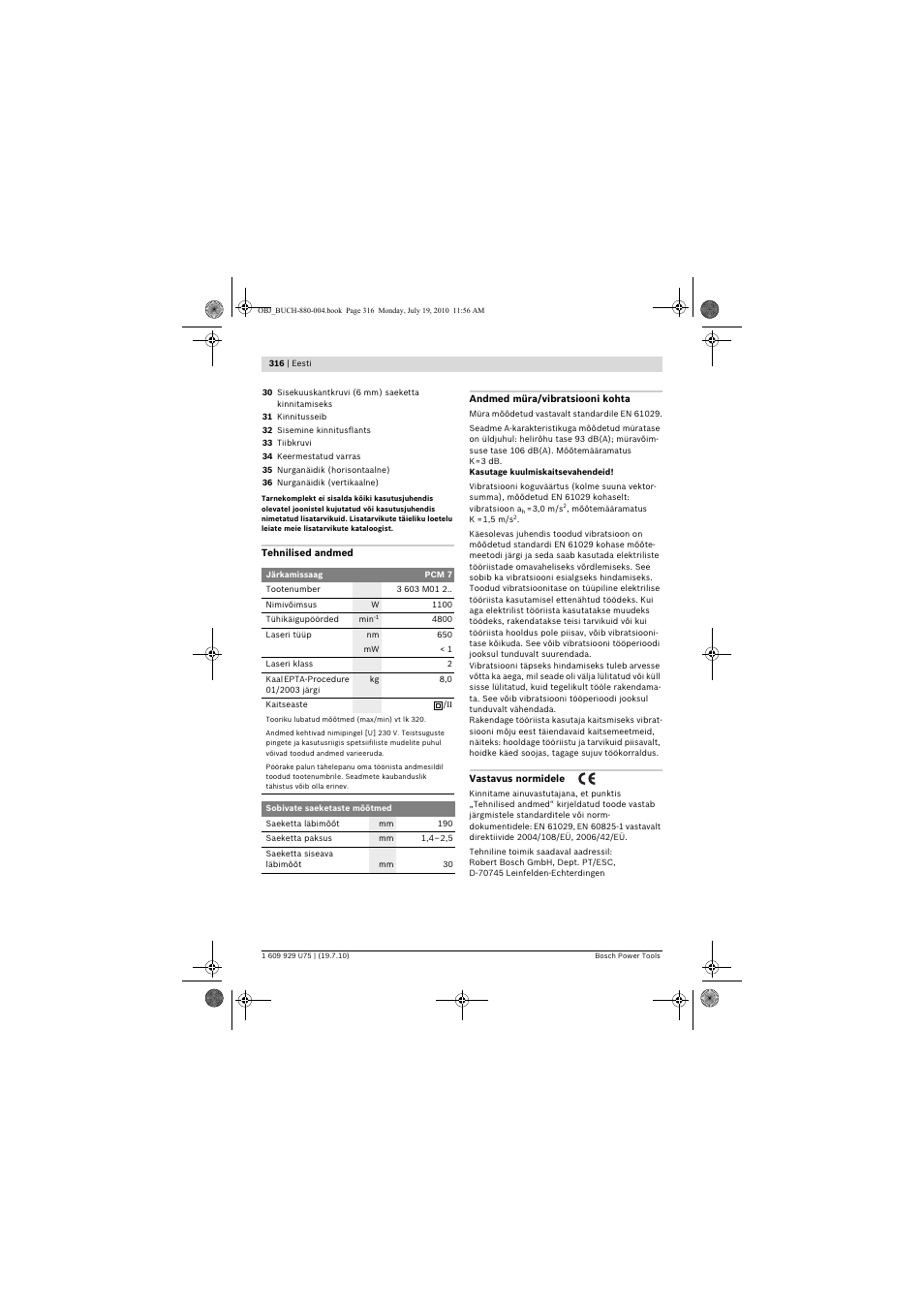 Bosch PCM 7 User Manual | Page 316 / 346