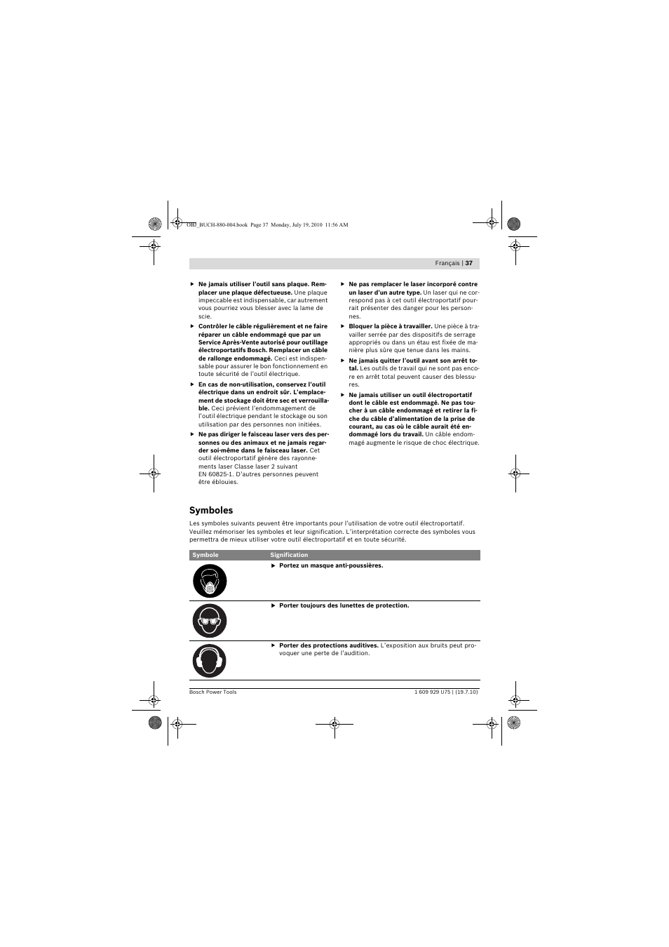 Symboles | Bosch PCM 7 User Manual | Page 37 / 346