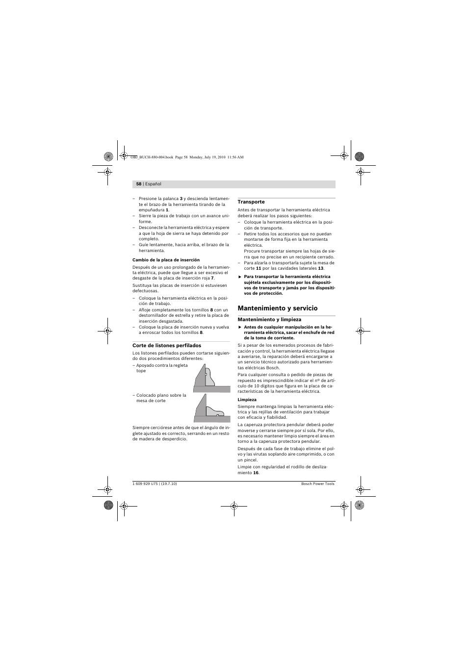 Mantenimiento y servicio | Bosch PCM 7 User Manual | Page 58 / 346