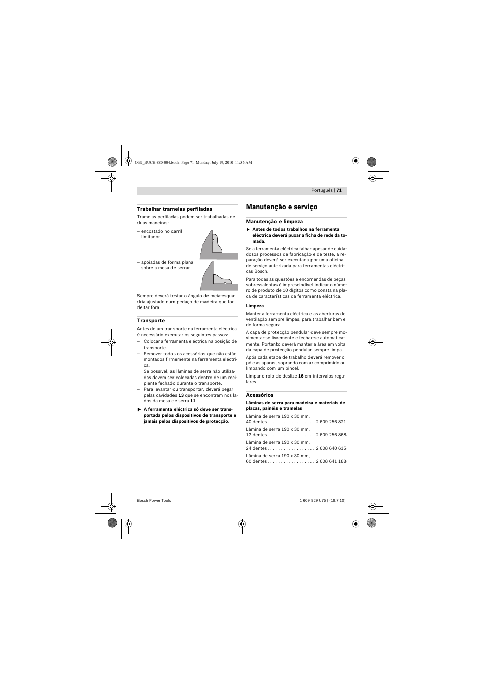Manutenção e serviço | Bosch PCM 7 User Manual | Page 71 / 346