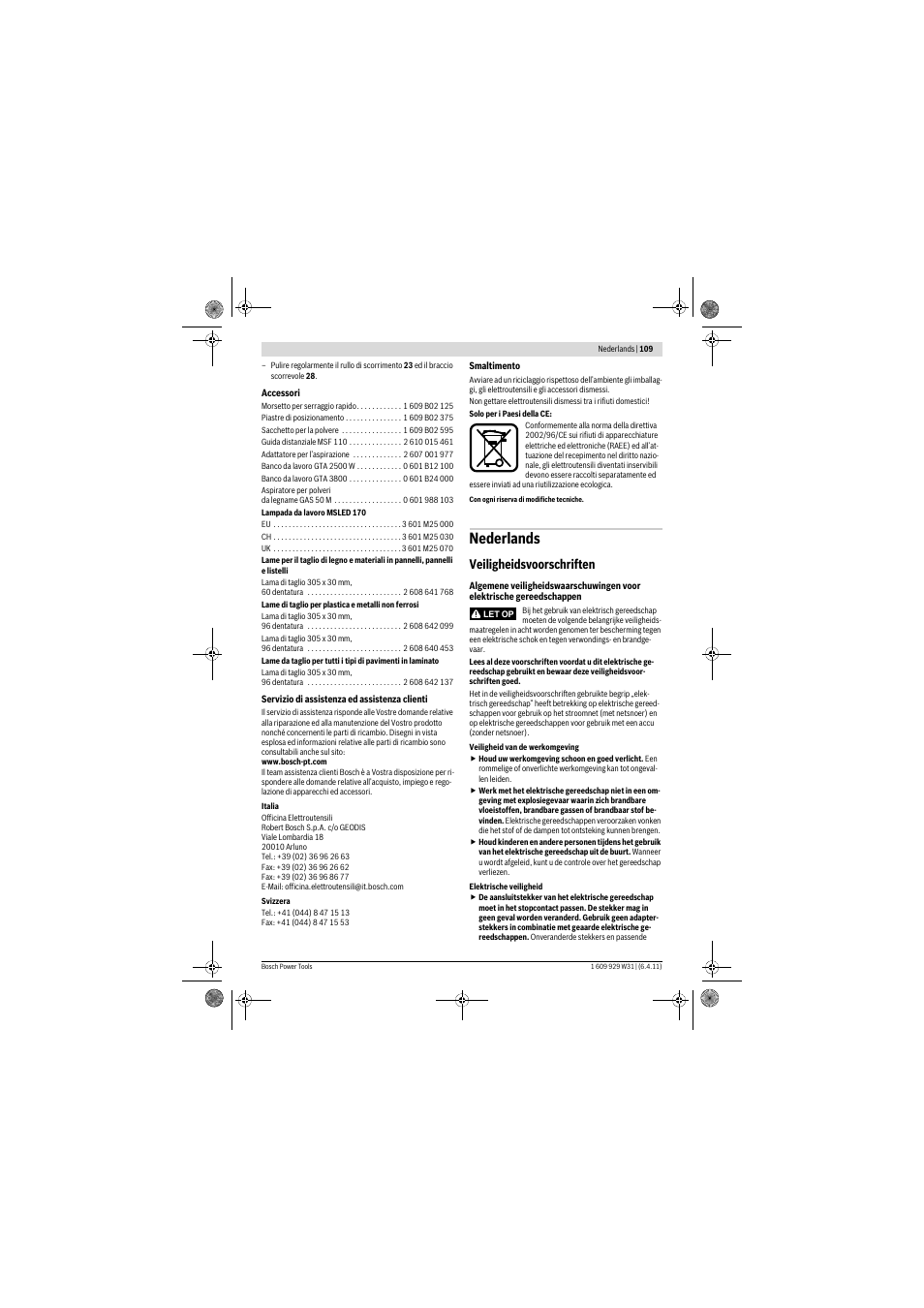 Nederlands, Veiligheidsvoorschriften | Bosch GCM 12 GDL Professional User Manual | Page 109 / 456