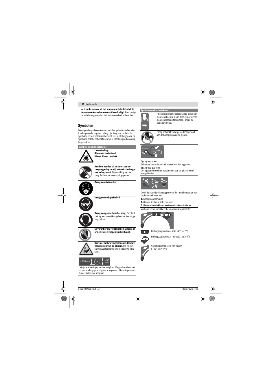 Symbolen | Bosch GCM 12 GDL Professional User Manual | Page 112 / 456