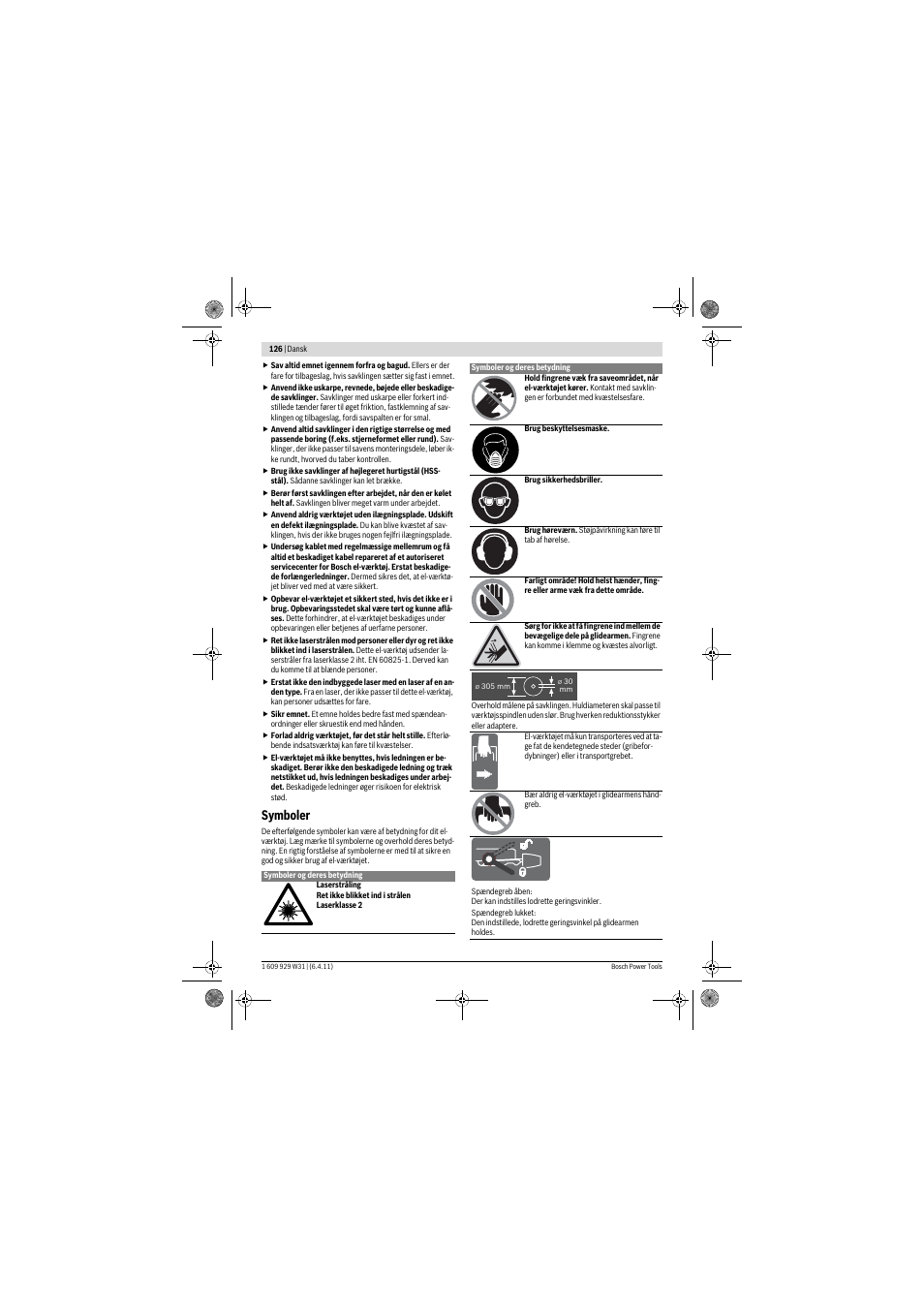 Symboler | Bosch GCM 12 GDL Professional User Manual | Page 126 / 456