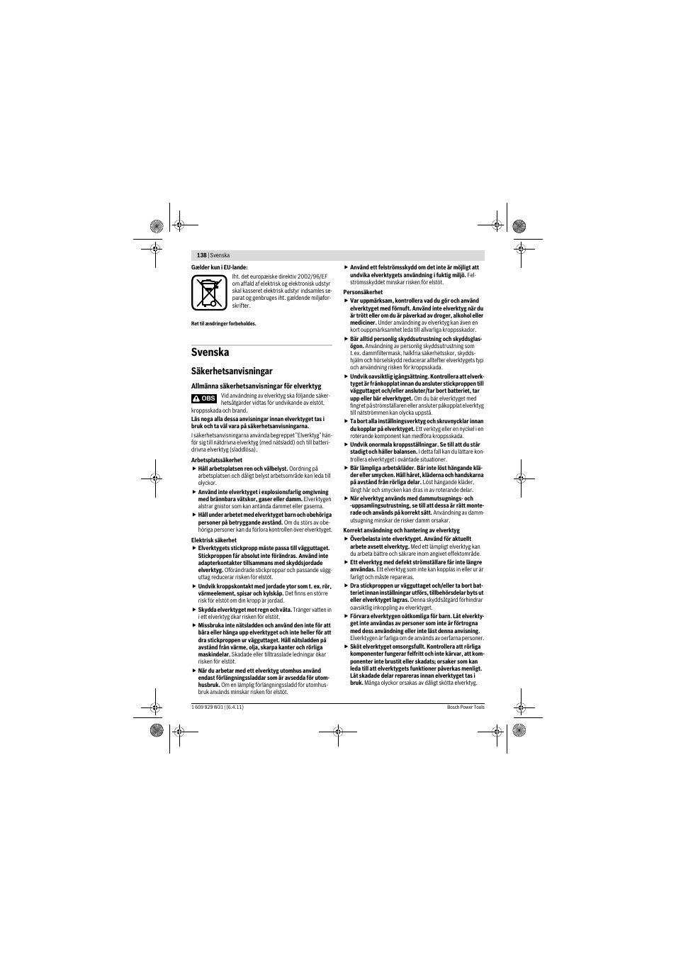 Svenska, Säkerhetsanvisningar | Bosch GCM 12 GDL Professional User Manual | Page 138 / 456