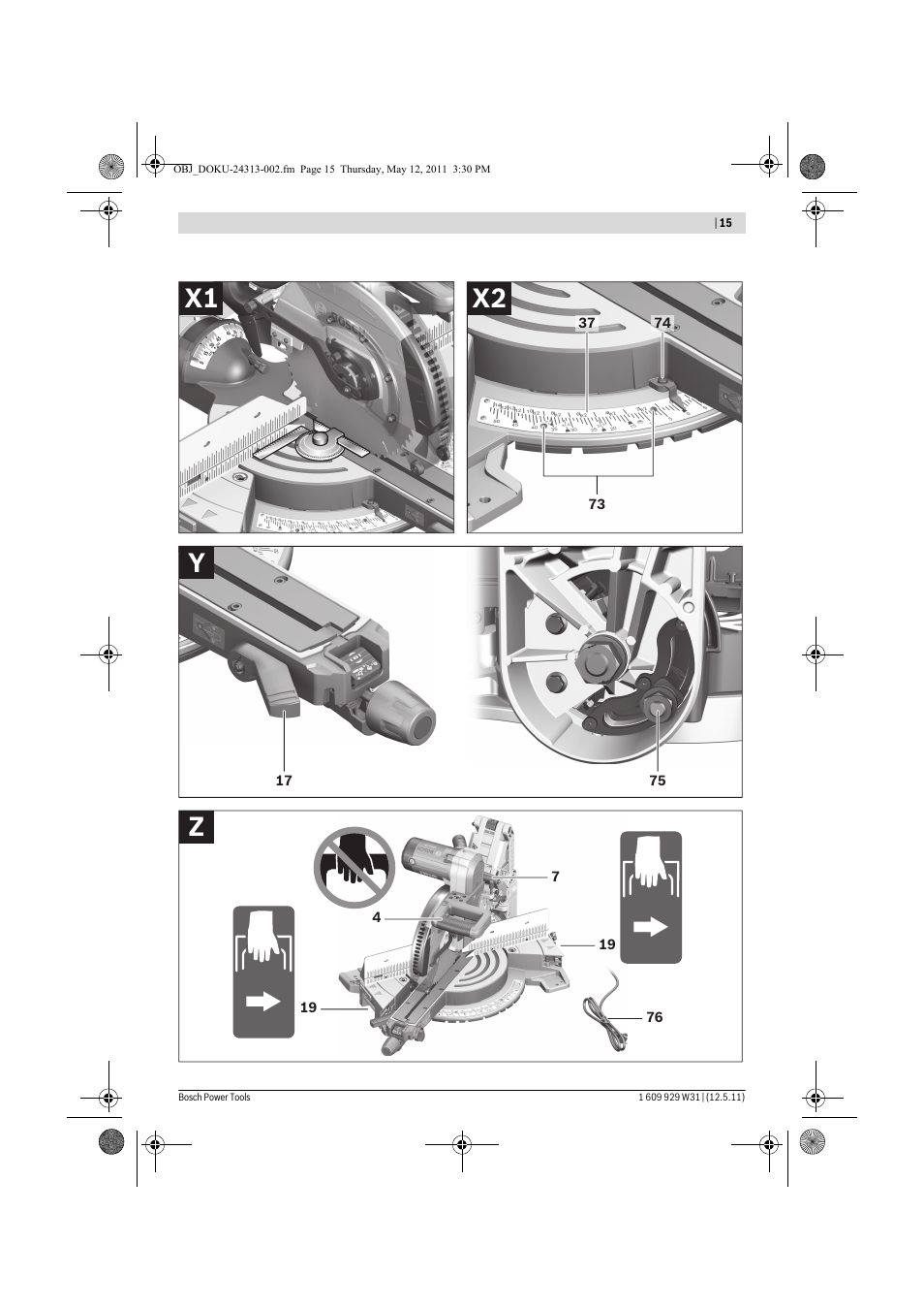 Zy x2 x1 | Bosch GCM 12 GDL Professional User Manual | Page 15 / 456