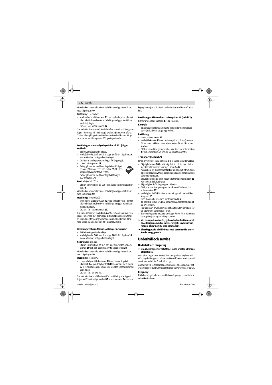Underhåll och service | Bosch GCM 12 GDL Professional User Manual | Page 150 / 456