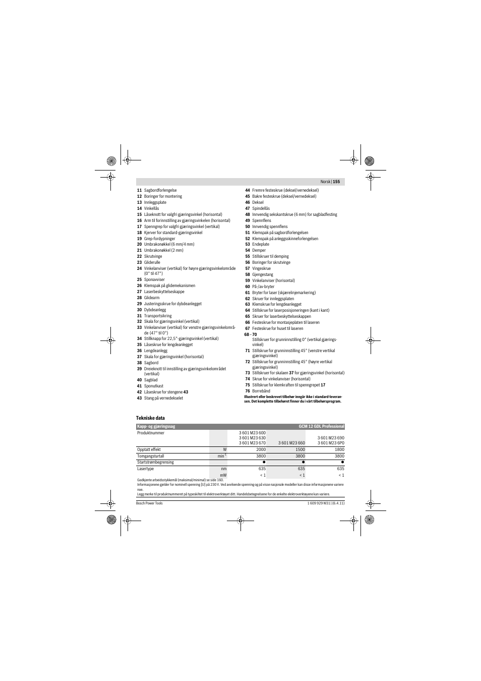 Bosch GCM 12 GDL Professional User Manual | Page 155 / 456