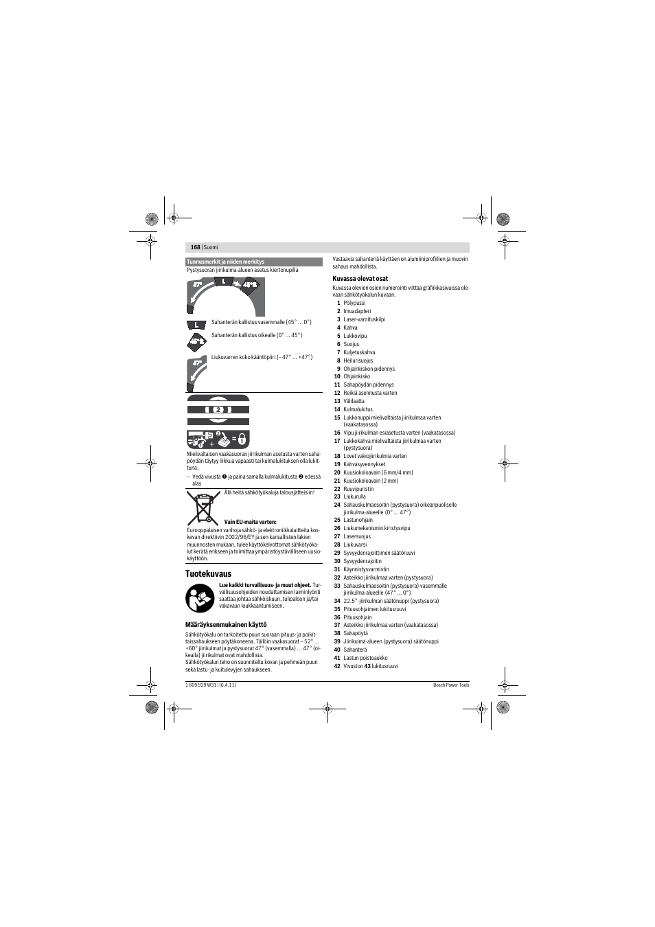 Tuotekuvaus | Bosch GCM 12 GDL Professional User Manual | Page 168 / 456