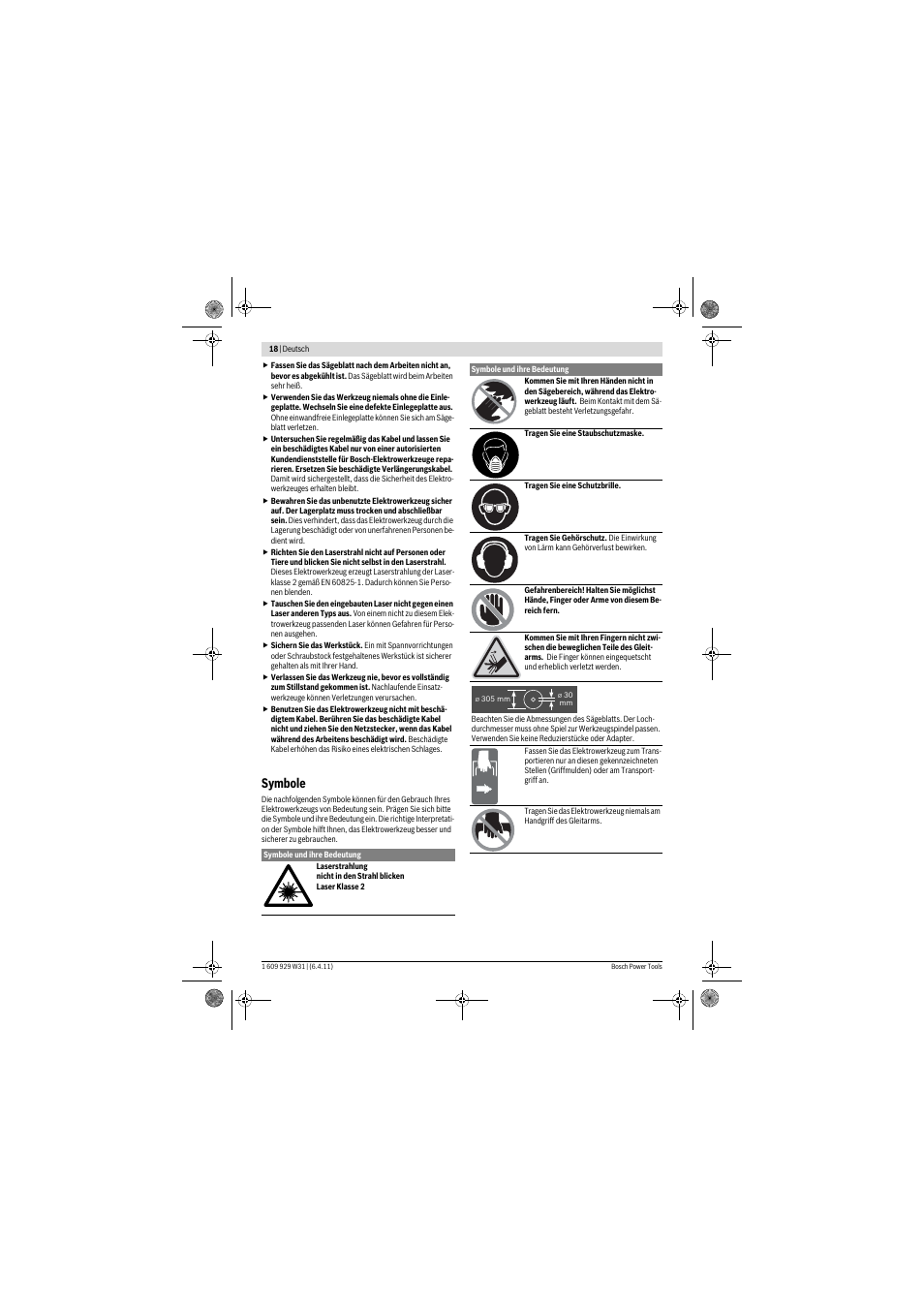 Symbole | Bosch GCM 12 GDL Professional User Manual | Page 18 / 456