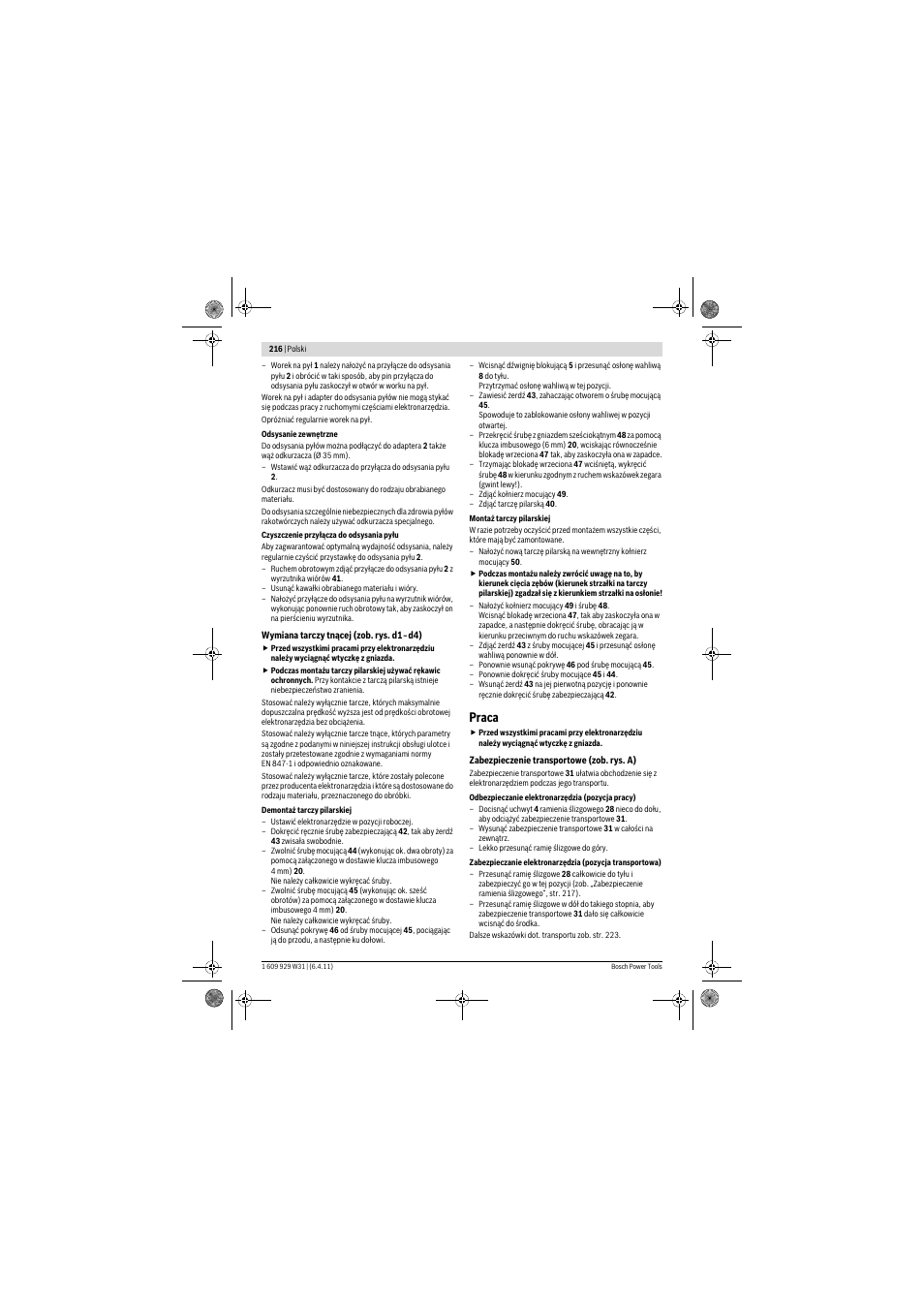 Praca | Bosch GCM 12 GDL Professional User Manual | Page 216 / 456