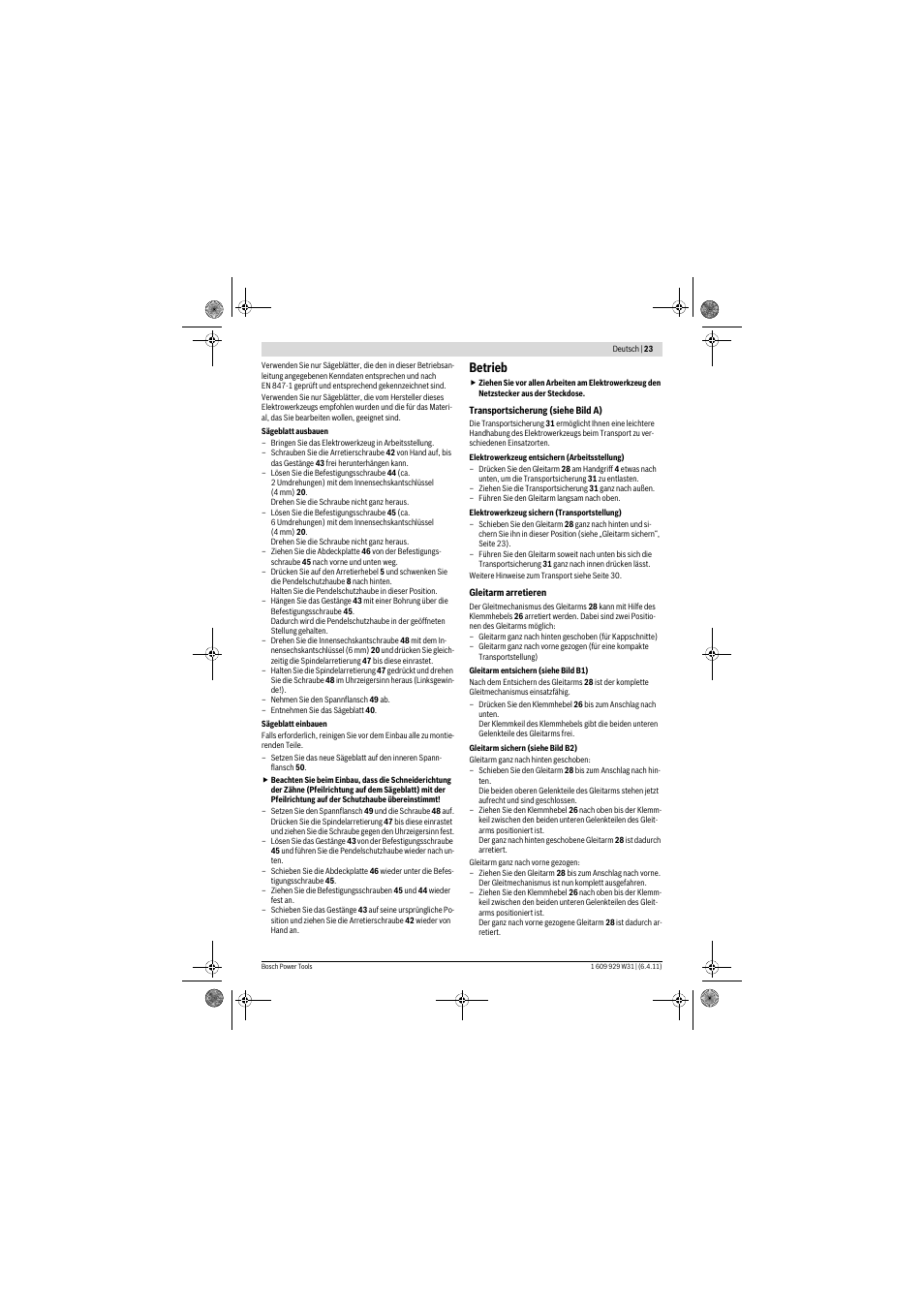 Betrieb | Bosch GCM 12 GDL Professional User Manual | Page 23 / 456