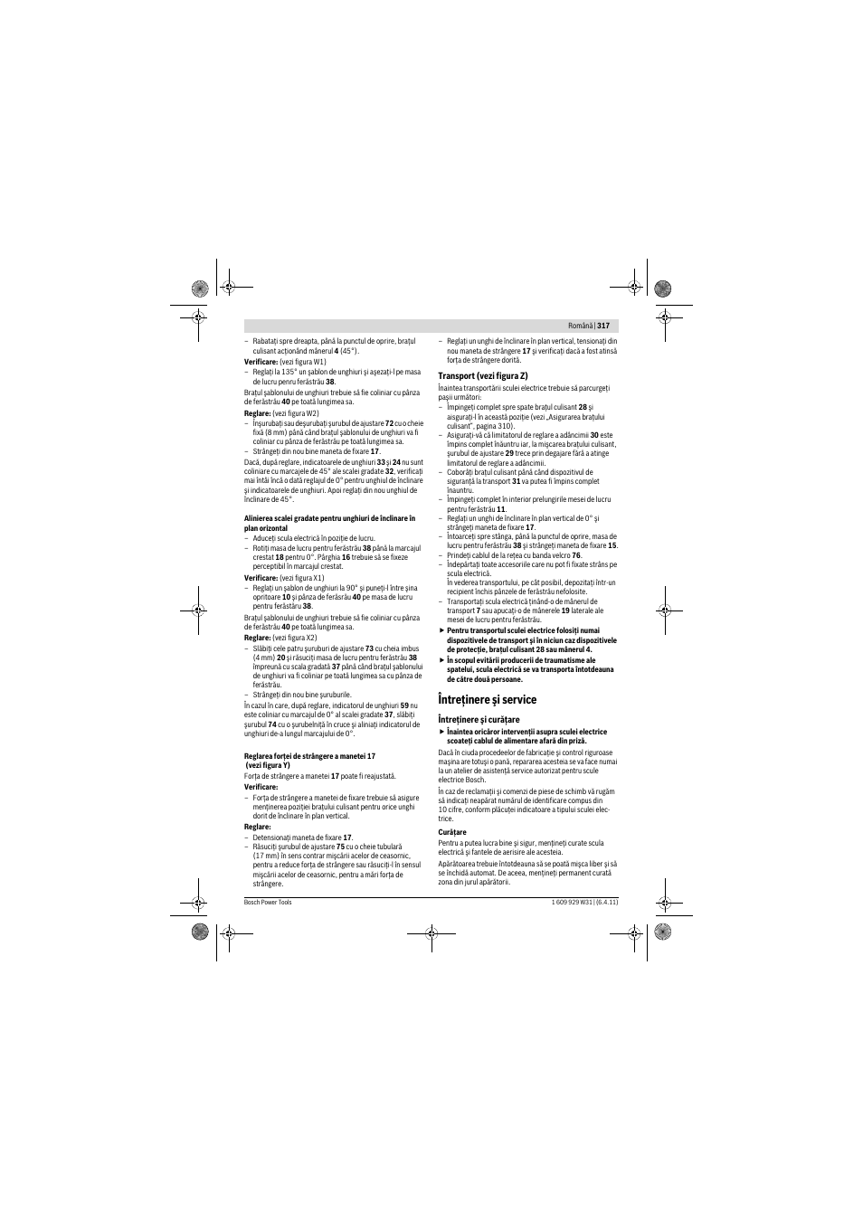 Întreţinere şi service | Bosch GCM 12 GDL Professional User Manual | Page 317 / 456