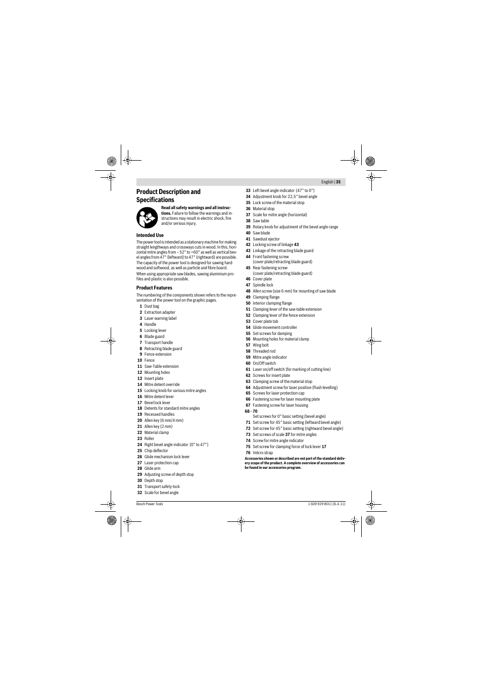 Product description and specifications | Bosch GCM 12 GDL Professional User Manual | Page 35 / 456