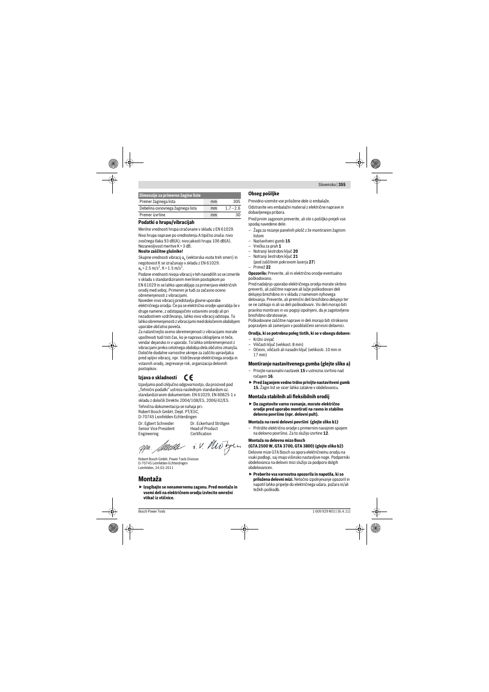 Montaža | Bosch GCM 12 GDL Professional User Manual | Page 355 / 456