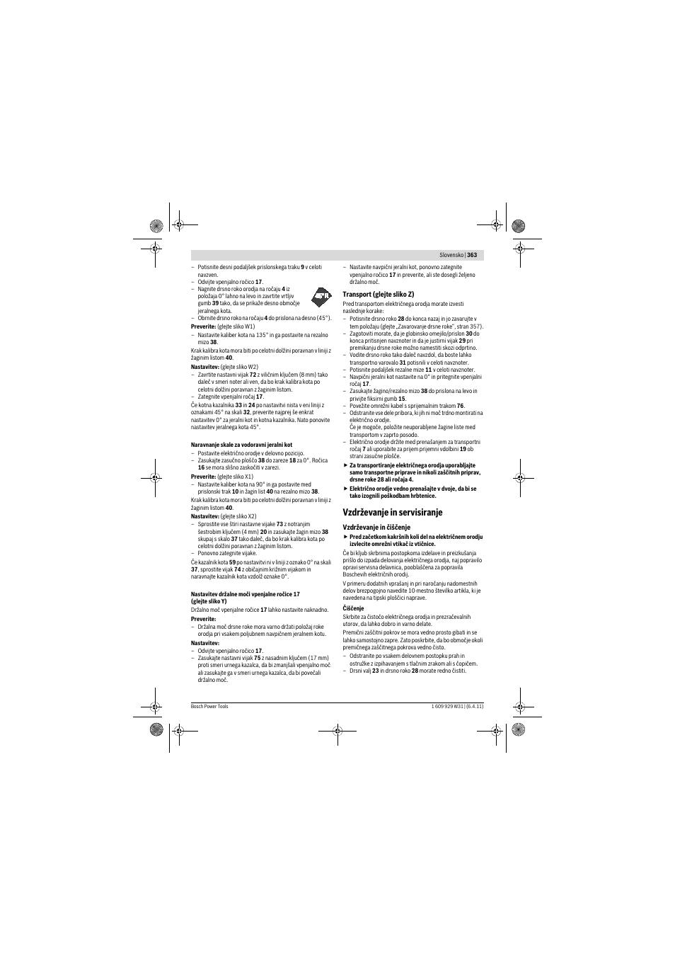 Vzdrževanje in servisiranje | Bosch GCM 12 GDL Professional User Manual | Page 363 / 456