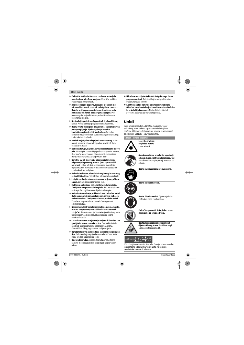 Simboli | Bosch GCM 12 GDL Professional User Manual | Page 366 / 456