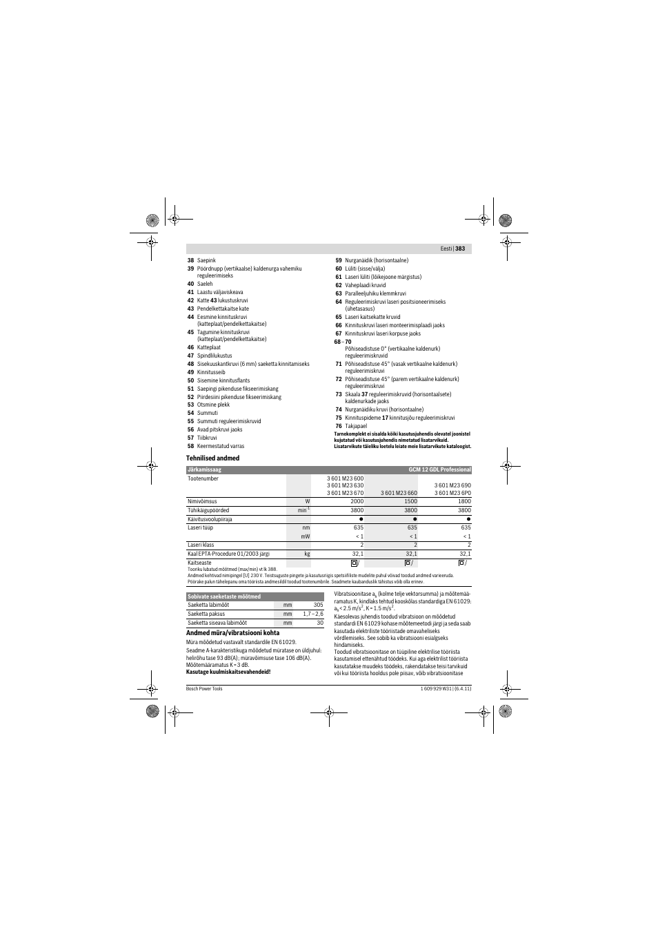 Bosch GCM 12 GDL Professional User Manual | Page 383 / 456