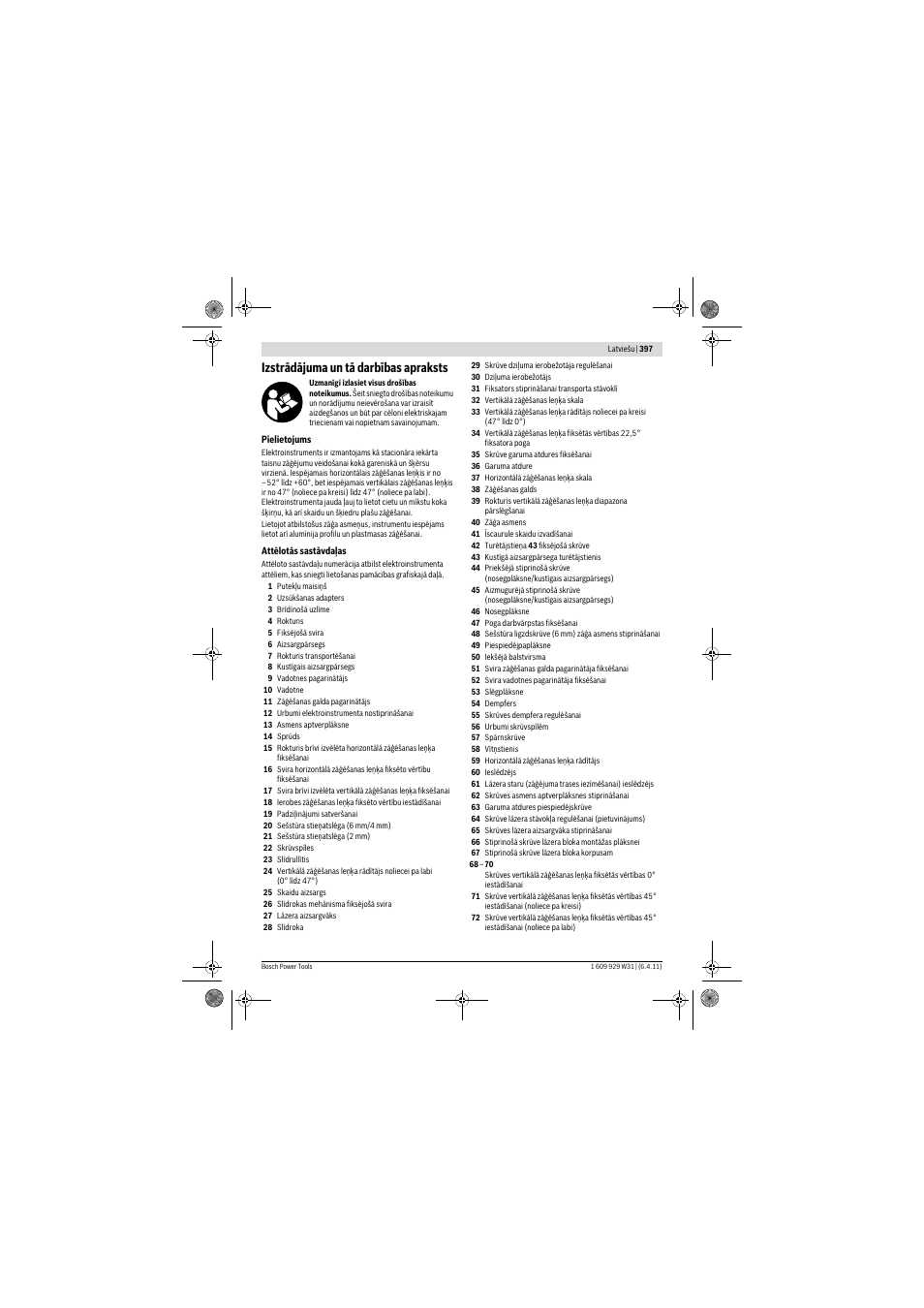 Izstrādājuma un tā darbības apraksts | Bosch GCM 12 GDL Professional User Manual | Page 397 / 456