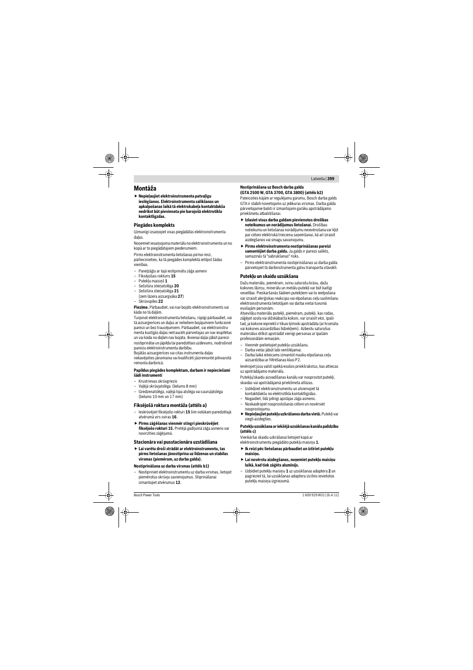 Montāža | Bosch GCM 12 GDL Professional User Manual | Page 399 / 456