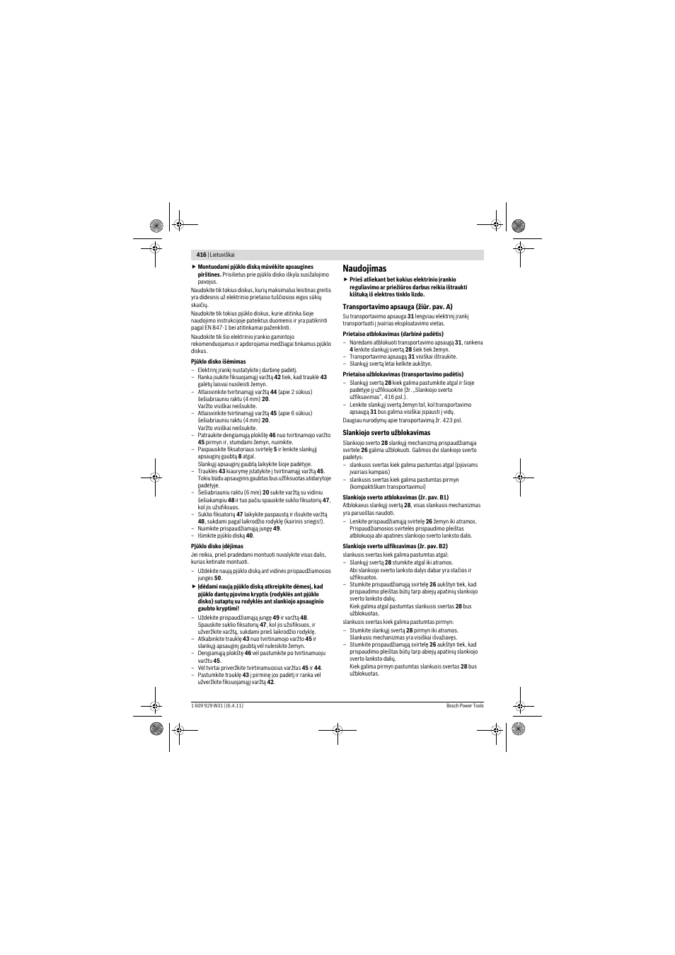 Naudojimas | Bosch GCM 12 GDL Professional User Manual | Page 416 / 456