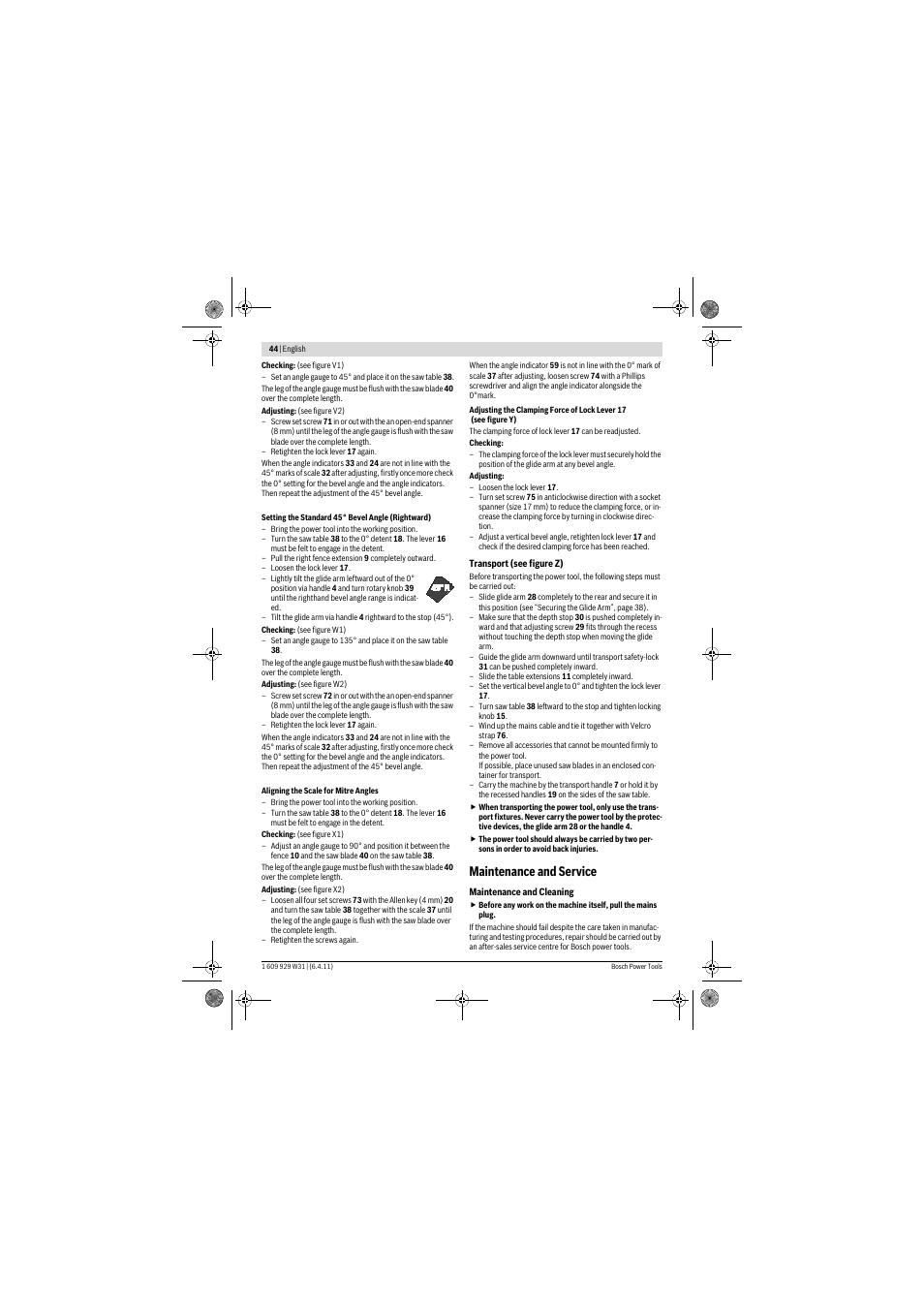 Maintenance and service | Bosch GCM 12 GDL Professional User Manual | Page 44 / 456