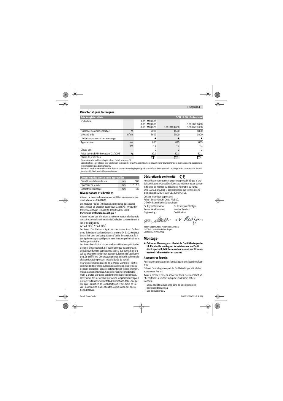 Montage | Bosch GCM 12 GDL Professional User Manual | Page 51 / 456