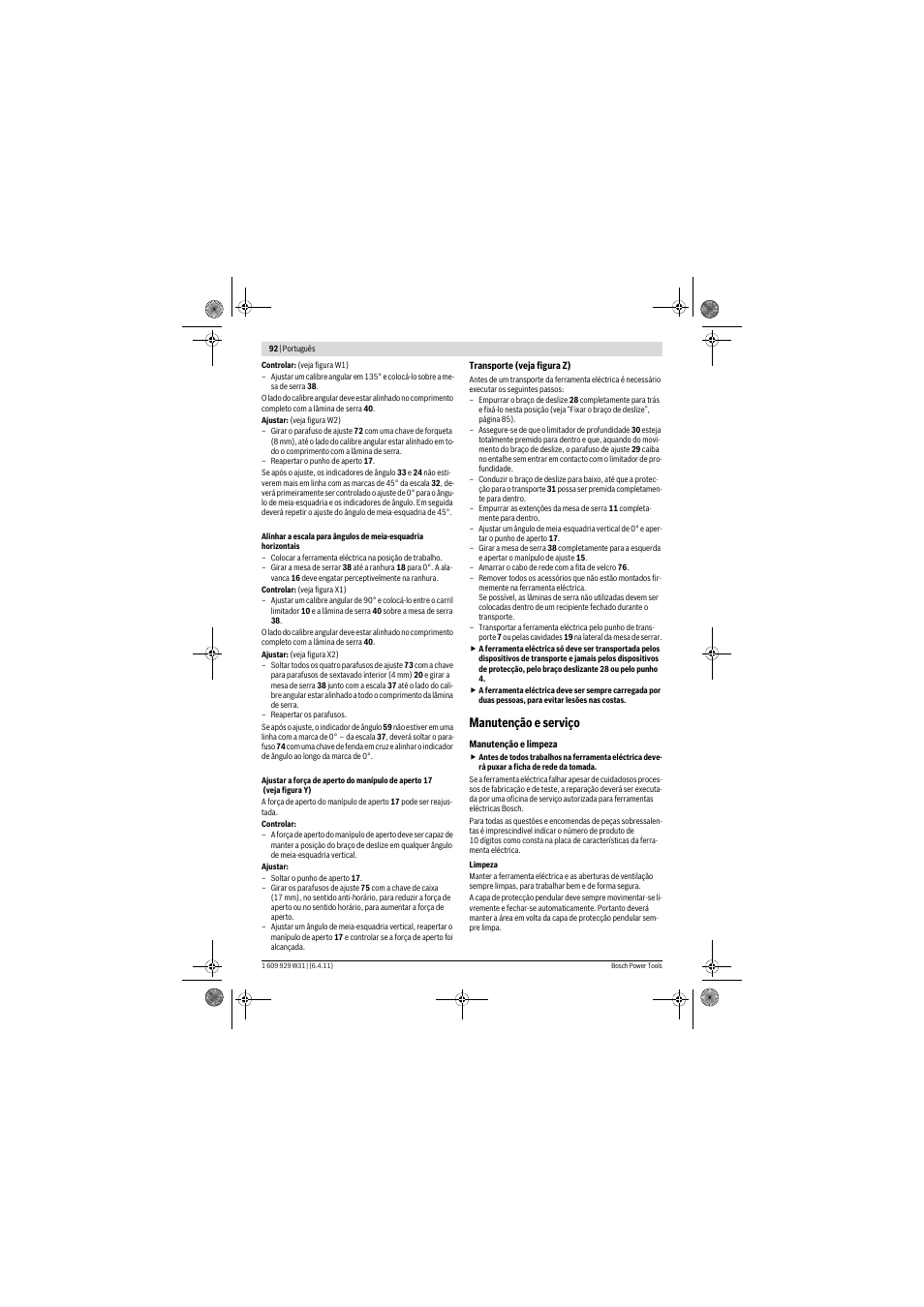 Manutenção e serviço | Bosch GCM 12 GDL Professional User Manual | Page 92 / 456