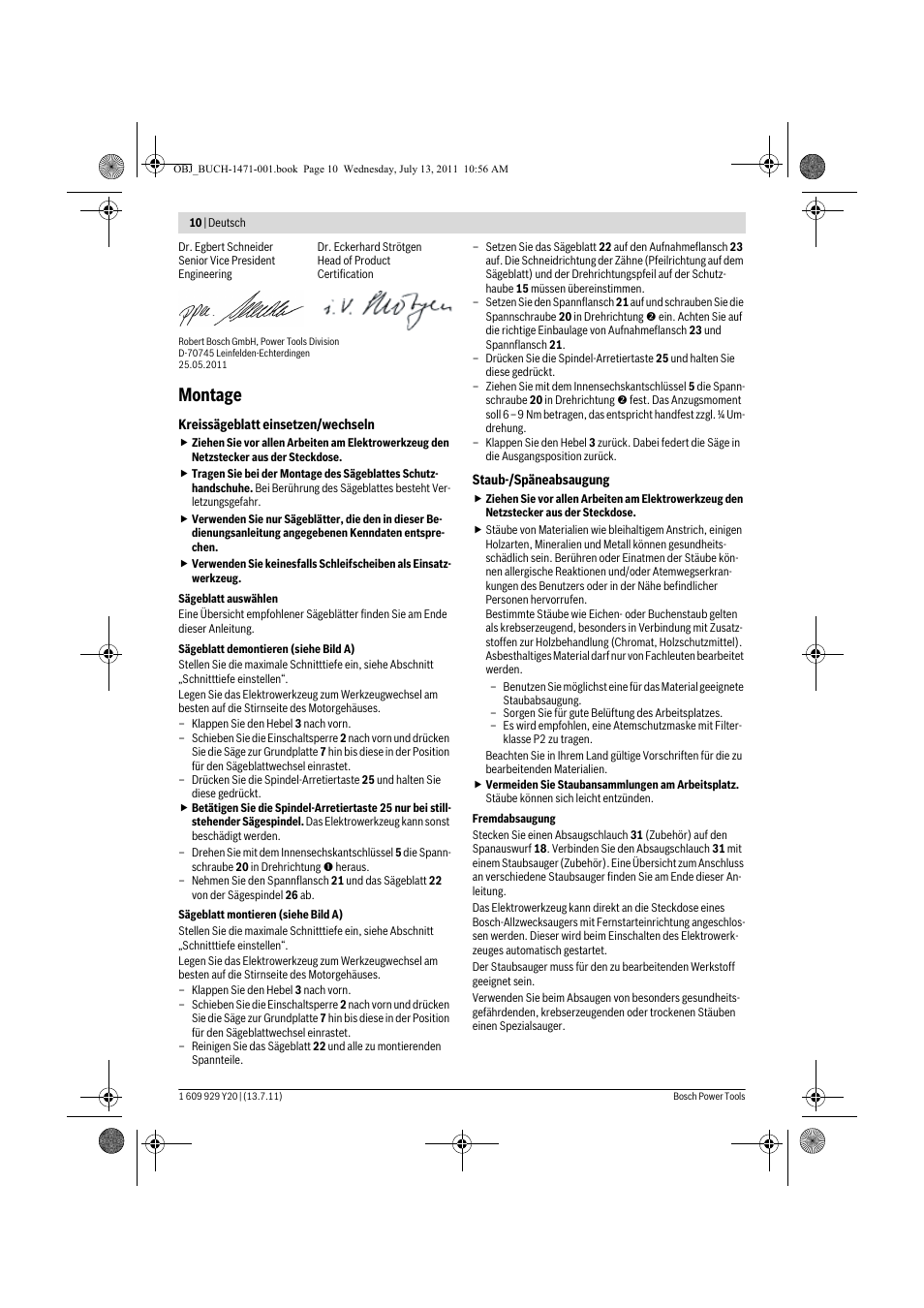 Montage | Bosch GKT 55 GCE Professional User Manual | Page 10 / 208