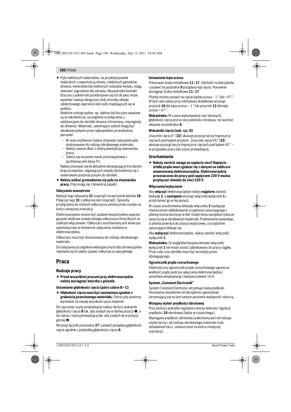 Praca | Bosch GKT 55 GCE Professional User Manual | Page 100 / 208