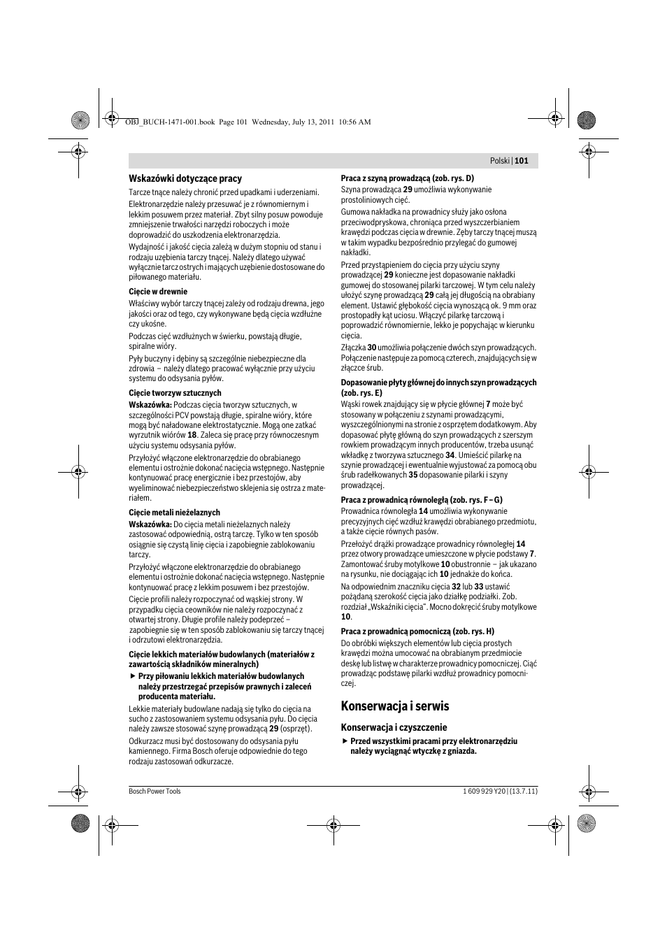 Konserwacja i serwis | Bosch GKT 55 GCE Professional User Manual | Page 101 / 208