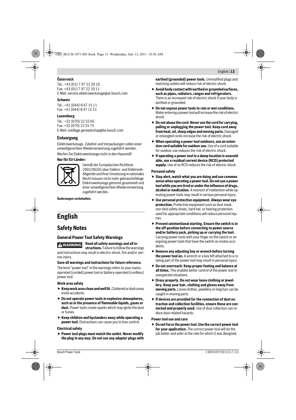 English | Bosch GKT 55 GCE Professional User Manual | Page 13 / 208
