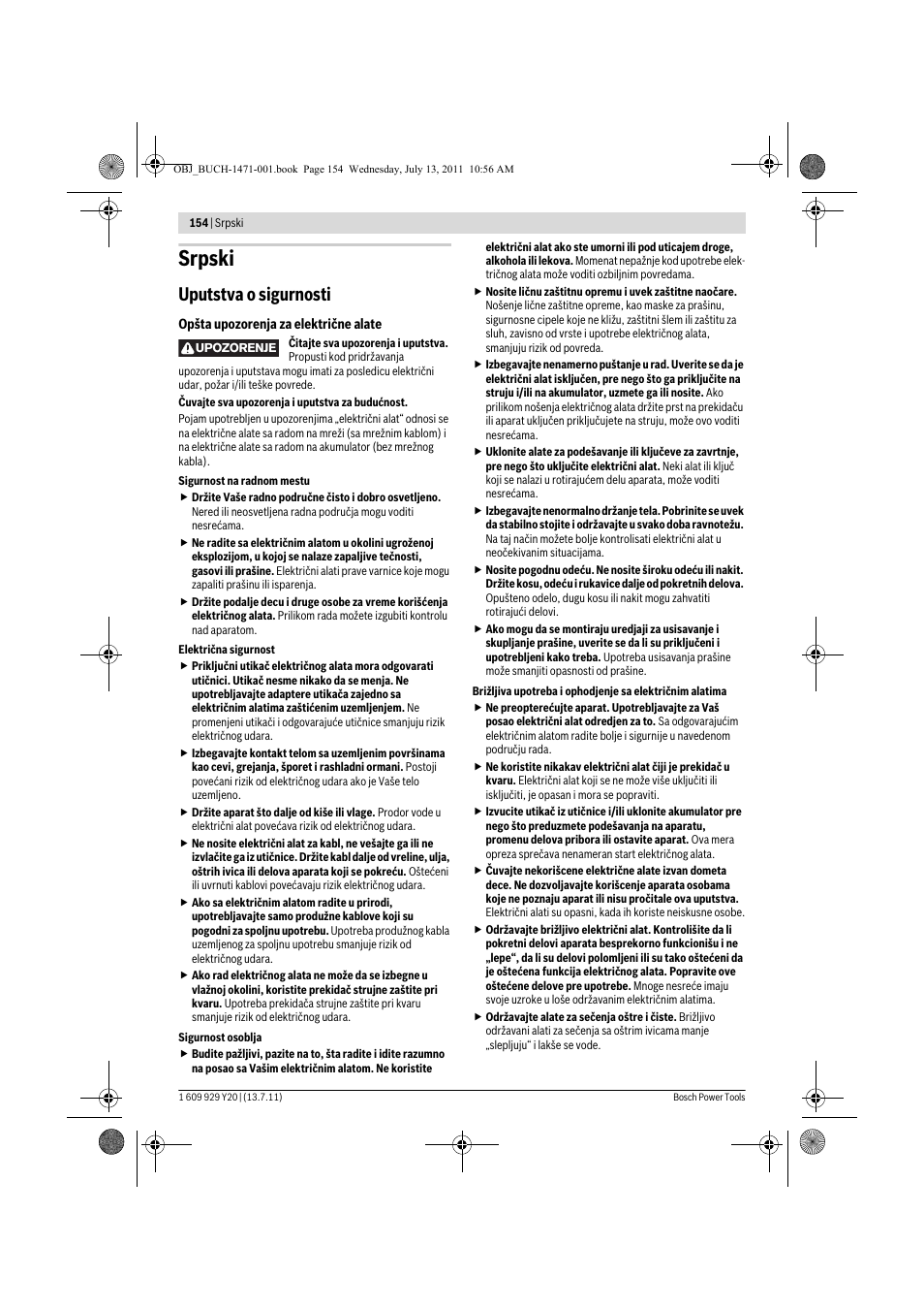 Srpski, Uputstva o sigurnosti | Bosch GKT 55 GCE Professional User Manual | Page 154 / 208