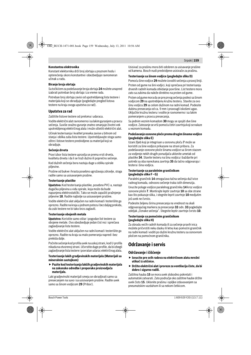 Održavanje i servis | Bosch GKT 55 GCE Professional User Manual | Page 159 / 208