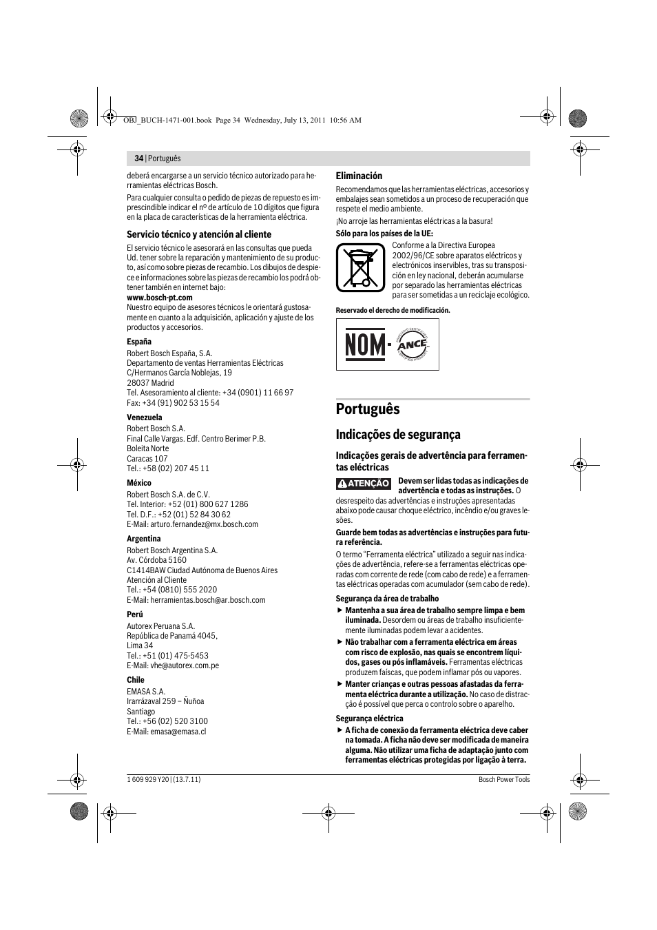 Português, Indicações de segurança | Bosch GKT 55 GCE Professional User Manual | Page 34 / 208