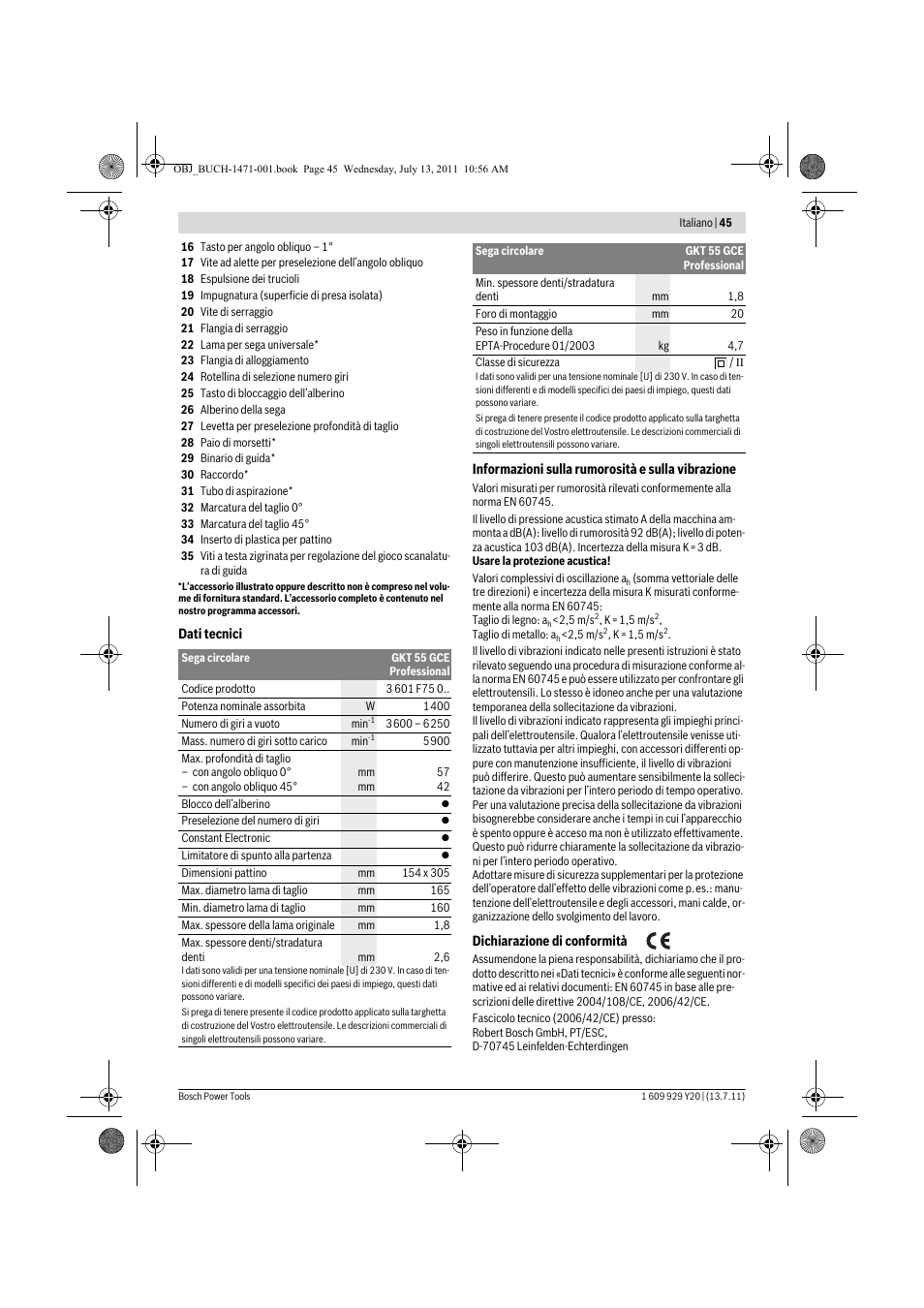 Bosch GKT 55 GCE Professional User Manual | Page 45 / 208