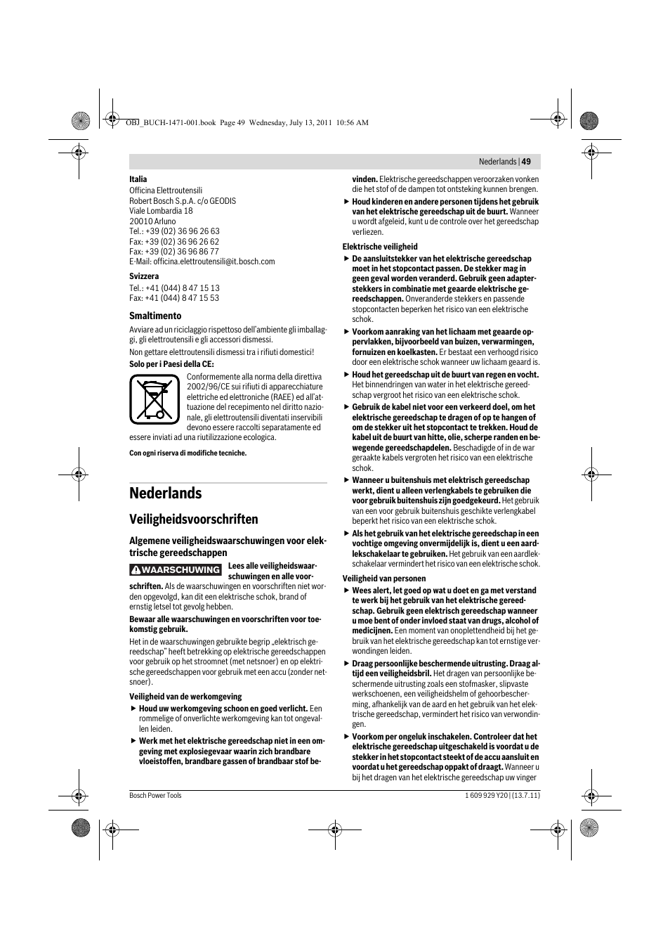 Nederlands, Veiligheidsvoorschriften | Bosch GKT 55 GCE Professional User Manual | Page 49 / 208