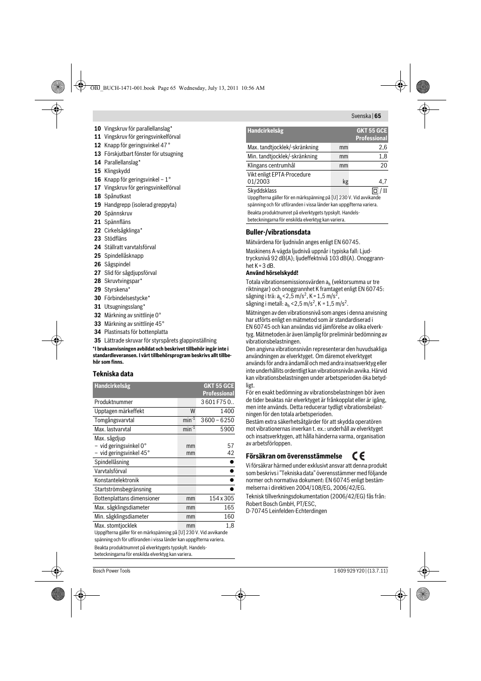 Bosch GKT 55 GCE Professional User Manual | Page 65 / 208