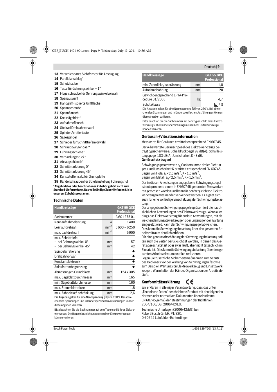 Bosch GKT 55 GCE Professional User Manual | Page 9 / 208