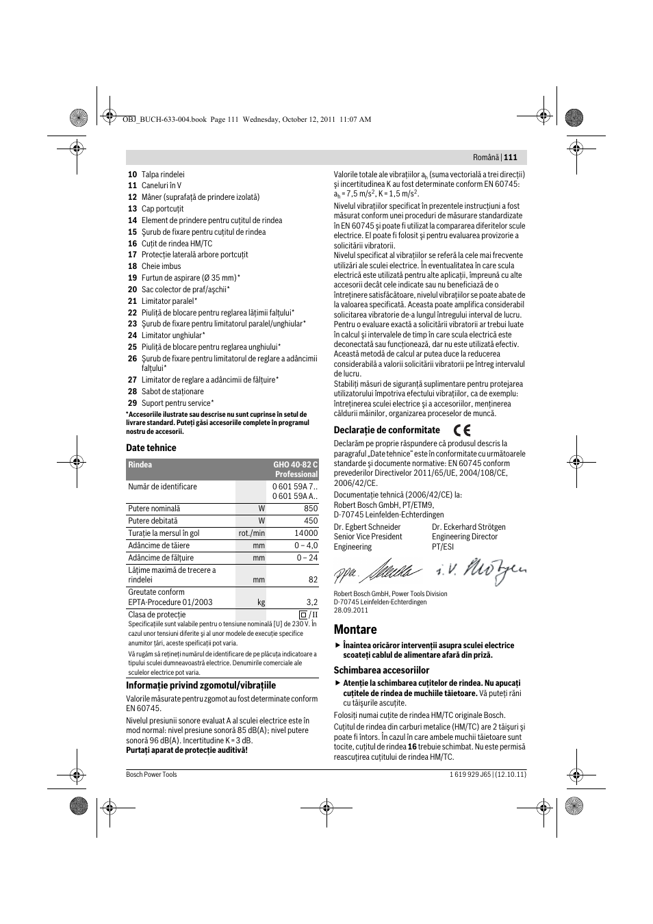 Montare | Bosch GHO 40-82 C Professional User Manual | Page 111 / 163